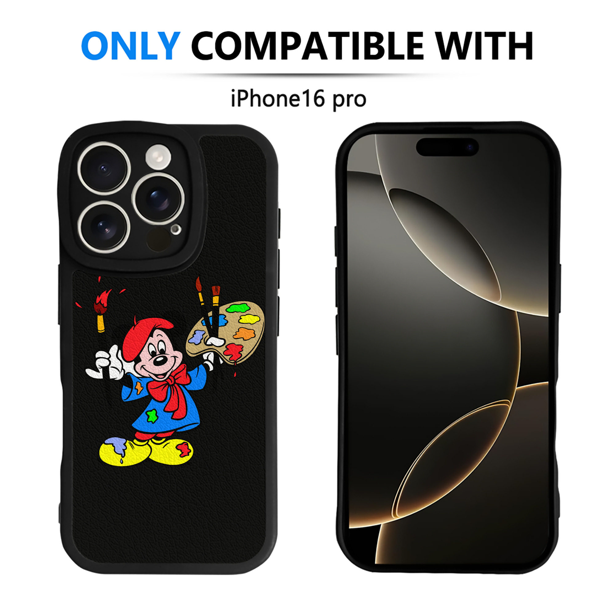 （画像用） ミッキーマウス Mickey Mouse 【iPhone 16シリーズ対応】シリコンスマホケース（レザー調） 材質：シリコン
